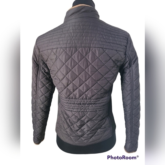 U2B Quilted Bomber Jacket Black & Brown Full Zip Size Small - Picture 3 of 10